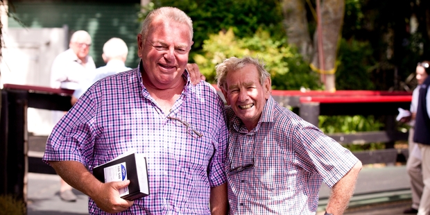 Leading owner David Ellis and Bob Skelton discuss the yearlings on offer at the Karaka sales in January. Picture / Dean Purcell