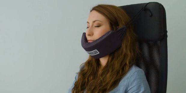 The NodPod prevents your head falling forward while you sleep. Photo / NodPod