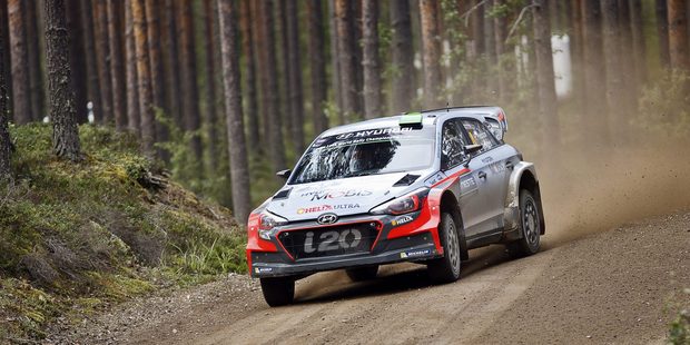 New Zealand driver Hayden Paddon during WRC Finland. Photo / Getty Images
