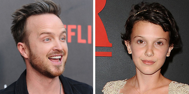 Aaron Paul lost his mind talking to Stranger Things star Millie Bobby Brown. Photos / Getty Images
