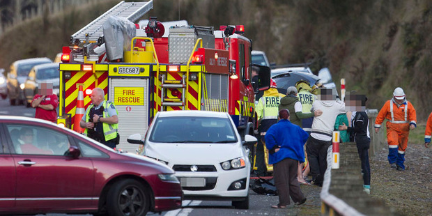 Scene of the multiple car crash south of Rotorua. Photo/Ben Fraser