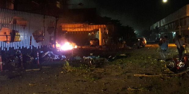 Pictures show fierce flames inside the building. Photo / Twitter