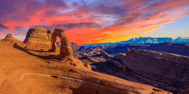 The sun sets at Arches National Park. Photo / 123RF