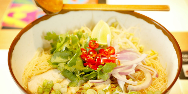 A chilli chicken and ramen meal. Photo / Herald