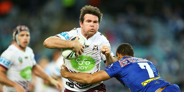 Jamie Lyon of the Eagles runs the ball during the round 23 NRL match between the Canterbury Bulldogs and the Manly Sea Eagles. Photo / Getty Images