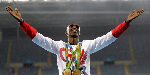 Britain's quadruple gold medal runner Mo Farah. Photo / AP