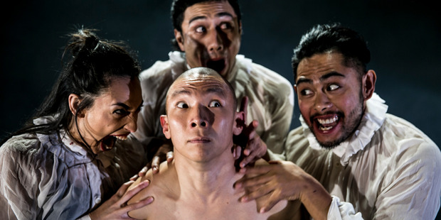 The Absurdity of Humanity: the latest from the New Zealand Dance Company (from left) with dancers Chrissy Kokiri, Eddie Elliot, Carl Tolention and Xin Ji. Photo: Caroline Bindon.