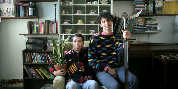 Ash Jones (left) has written a contemporary NZ play using verse writing methods from Shakespeare's era. He's pictured with Arlo Gibson.