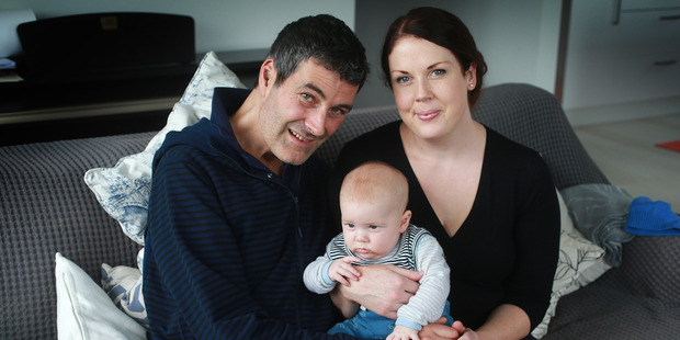 Stefano Guidi , Anna Leese and baby Matteo at home in Warkworth. Photo / Doug Sherring