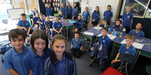 BACK AGAIN: Room 1 from Havelock North Primary saw 25 of its 30 children return to school yesterday. PHOTO/DUNCAN BROWN