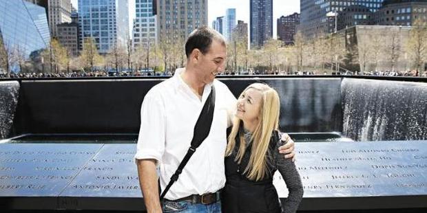 Nathan and Jen when they visited Ground Zero together. It was Jen's first time she had been back there since 2001. Photo / News Corp Australia