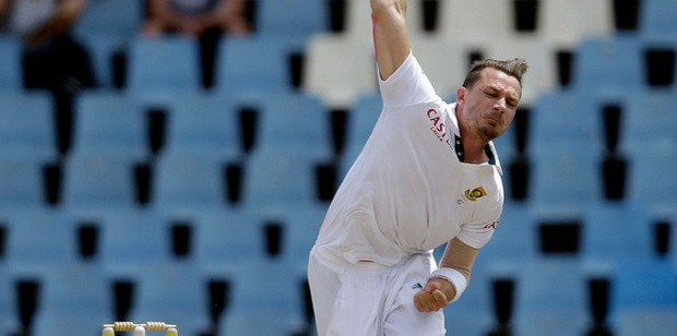New Zealand were 15/2 in reply to South Africa's 263 after Dale Steyn made early inroads with quality pace bowling. Photo / AP
