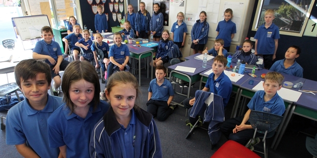Thomas (left), Sasha and Zac were among 15 students from their class of 30 at Havelock North Primary to be absent with gastro illness on Monday last week. Photo / NZME