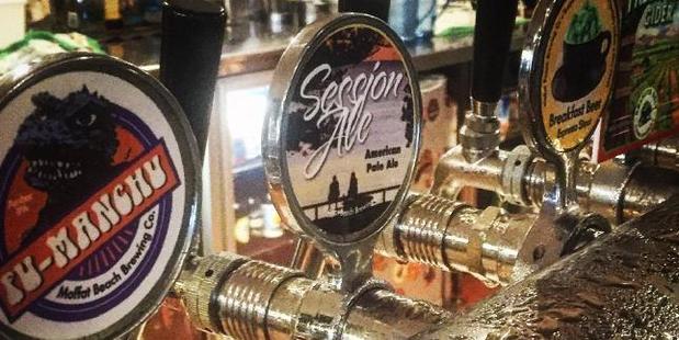 The brews on tap at Moffatt Beach Brewing Co. Photo / Jenny Hewett