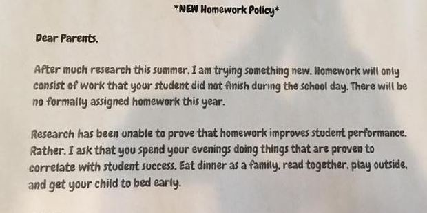 Mrs Brandy Young's classroom will be trying something new when it comes to homework. Photo / Facebook, Samantha Gallagher