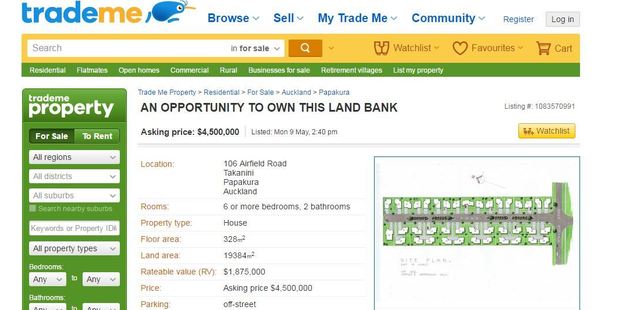 Land bank opportunity on Trade Me.
