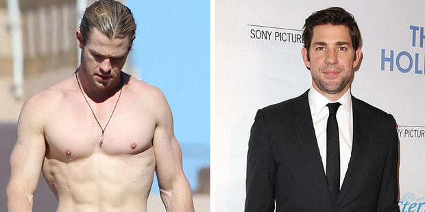 Seeing Chris Hemsworth shirtless on set convinced Krasinski he was in the wrong place. Photos / Splash News, Getty Images