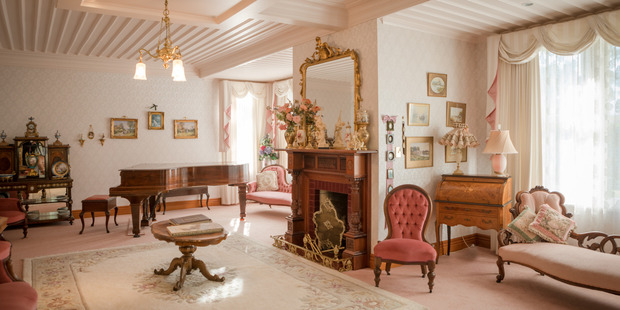 A well-lit spacious drawing room at the historic Carrington House. Photo / Supplied