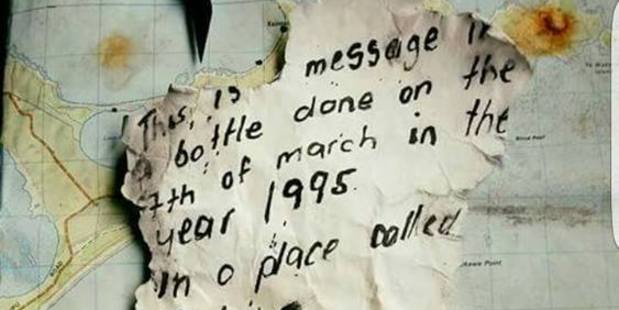 21 years later the message had fallen away in parts. Photo / Facebook / Molly Gomez