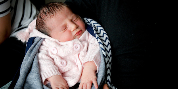 The wee tot, Harper Anaya, who weighed seven pounds, four onces arrived at 8.08pm on Saturday and was the 500th baby born at Bethlehem Birthing Centre. Photo/Ruth Keber