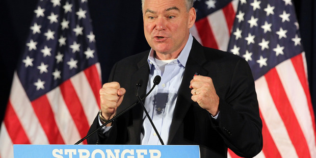 Democratic vice-presidential candidate, Senator Tim Kaine. Too nice to fight? Photo / AP