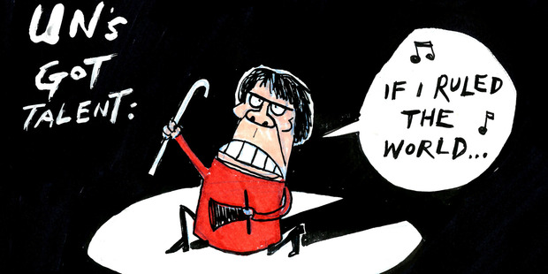 Helen Clark UN secretary-general contest cartoon by Guy Body.