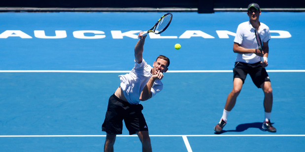 Michael Venus playing at the ASB Classic. Photo / Getty Images