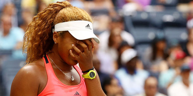 Naomi Osaka of Japan reacts in her match against Madison Keys. Photo / Getty