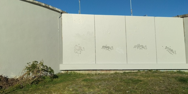 Graffiti popped up on the Maupuia water tank just a couple of hours after it was painted over. Photo/supplied