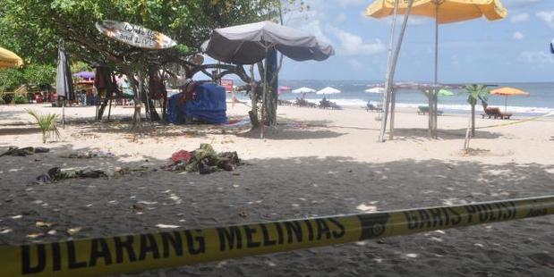 The crime scene on Kuta Beach. Photo / AAP