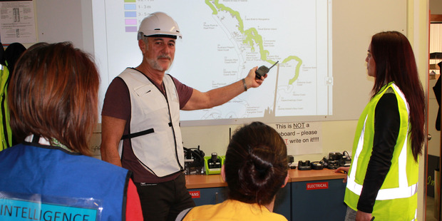 Stavros Michael and some of the team in the Emergency Operations Centre, who have been busy today following the earthquake near Te Araroa. PHOTO/SUPPLIED