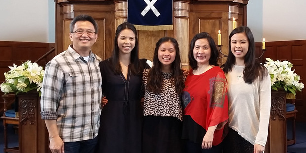 The Parulian family. l-r: Johnny Parulian (dad), Jessica Parulian, Jocelyn Parulian, Novita Parulian (mum) and Josephine Parulian. Photo / Supplied