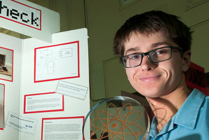CLEAN SWEEP: Year 9 student James Zingel cleaned-up at the Bay of Plenty Science Fair, held in Rotorua last week, with his invention the 'Gran Check' monitor. PHOTO/BEN FRASER