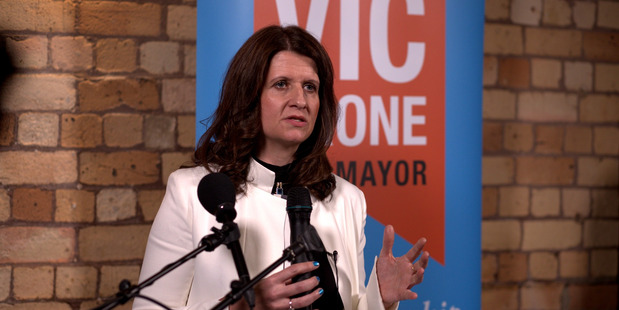 Auckland Mayoral candidate Vic Crone during her campaign launch held at Unitec ion Wednesday. New Zealand Herald Photograph by Dean Purcell