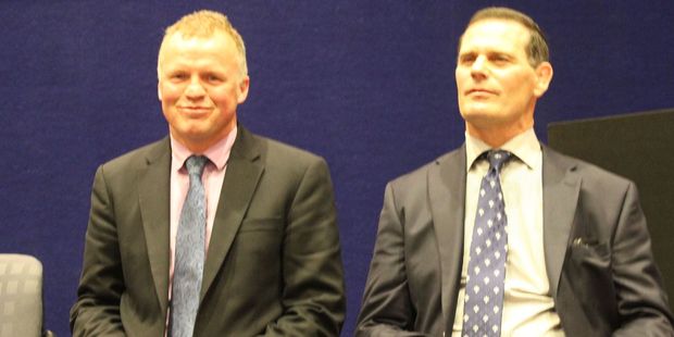 Andrew Day (left), of Pahiatua, is contesting the Tararua seat on Horizons Regional Council for the second time, up against incumbent John Barrow, of Dannevirke. Absent: Lorraine Stephenson of Dannevirke. Photo / Christine McKay