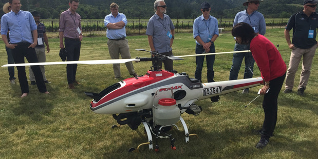 Checking out drone technology in Napa Valley.