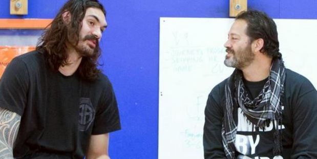 Professional basketball player Steven Adams (left) and former SAS corporal Willie Apiata make a surprise visit to Wakatipu High School yesterday. Photos: Blair Pattinson.