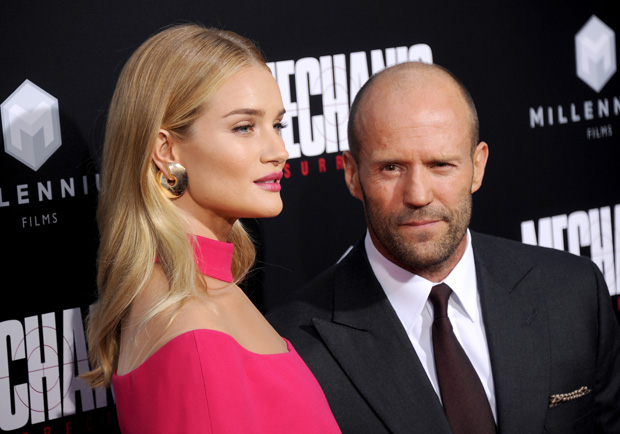 British model Rosie Huntington-Whiteley with her partner, actor Jason Statham. Photo / Getty