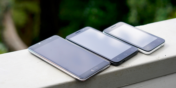 A mediocre threesome from Vodafone: the Smart 7 handsets. Photo / Juha Saarinen