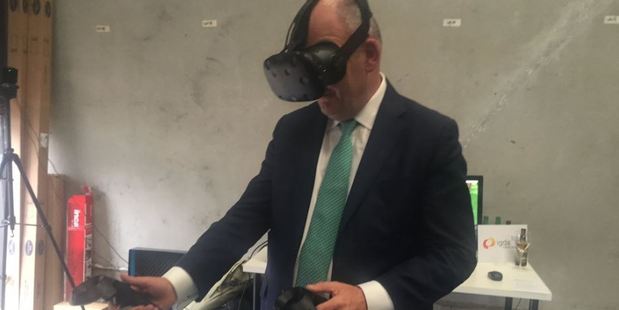 Science and Innovation Minister Steven Joyce opens the Augmented Reality/Virtual Reality Garage in Auckland on Friday.