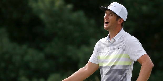 A birdie slips away for TPC Boston leader Kevin Chappell. Photo / AP