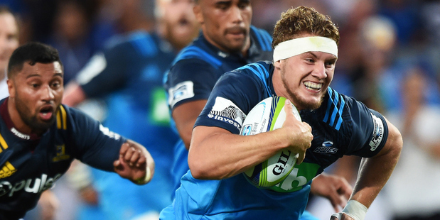 Blake Gibson in action for the Blues against the Highlanders earlier this year at Eden Park. Photo / Photosport