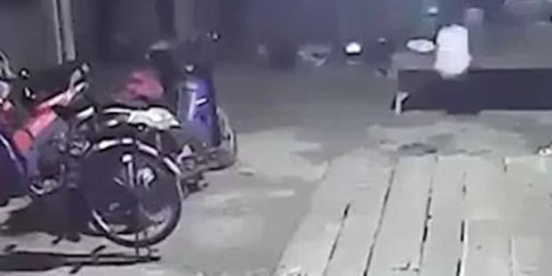 The bike wheel seems to spin by itself in the footage. Photo / Supplied