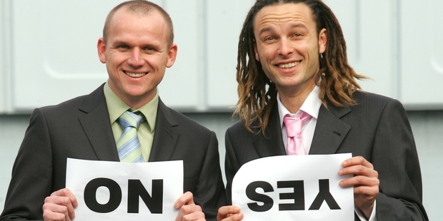 Kiwis have always had fun with politics, such as with 2008 contenders the Bill and Ben Party. Photo / Brett Phibbs