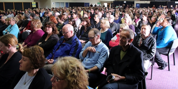BULK CROWD: Whanganui education staff from pre-schools to high schools met to discuss a new government funding proposal yesterday.PHOTOS/ STUART MUNRO