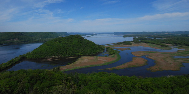 A view across the Mississippi River from Wisconsin's Brady's Bluff Prairie. Photo / Creative Commons image by Flickr user Joshua Mayer