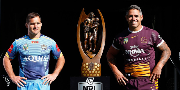 Nathan Friend and Corey Parker during the NRL Finals series launch. Photo / Getty Images