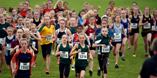 COUNTRY CHALLENGE: AIMS Games runners in the cross country races at Waipuna Park.PHOTO/GEORGE NOVAK