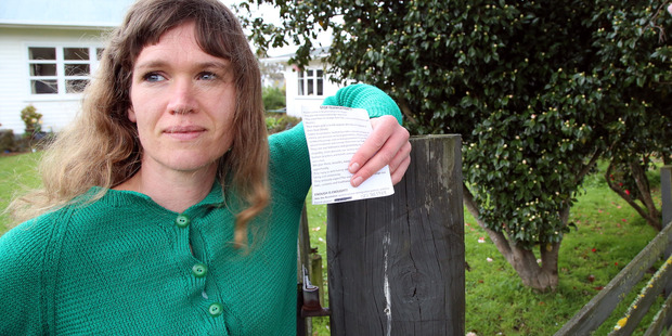 A St Johns Hill resident Airini Beautrais said the "offensive" flyer was in her letter box on Monday. PHOTO/STUART MUNRO