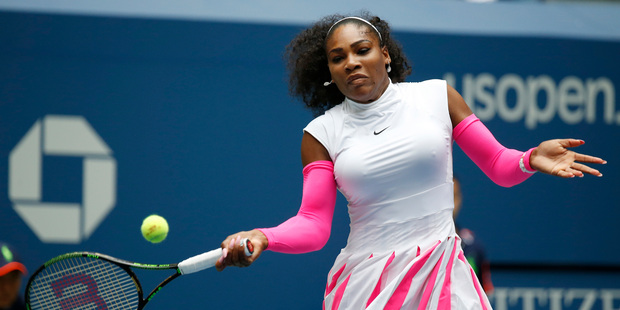 Serena Williams, of the United States, returns a shot to Johanna Larsson, of Sweden, during the third round of the U.S. Open. Photo / AP.